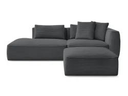 3er Sofa mit Hocker BOBOCHIC LEOPOLD Cord-Stoff dunkelgrau