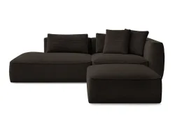 3er Sofa mit Hocker BOBOCHIC LEOPOLD Cord-Stoff rotbraun
