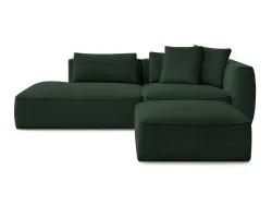 3er Sofa mit Hocker BOBOCHIC LEOPOLD Cord-Stoff dunkelgrün