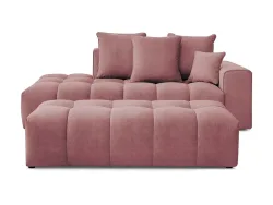 3er Sofa mit Hocker BOBOCHIC MONT-BLANC Samt rosa