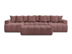 Panorama-Ecksofa mit Hocker BOBOCHIC MONT-BLANC Stoff chiniert rosa