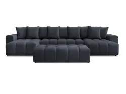 Panorama-Ecksofa mit Hocker BOBOCHIC MONT-BLANC Samt dunkelblau