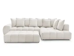Ecksofa mit Hocker BOBOCHIC EVEREST Stoff mit Textur weiss