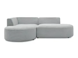 Ecksofa BOBOCHIC ROUSSEAU Cord-Stoff hellgrau