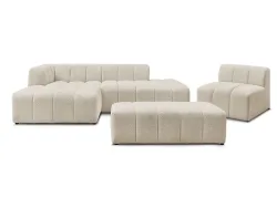 BOBOCHIC Ecksofa mit Hocker ANNECY Boucle-Stoff beige