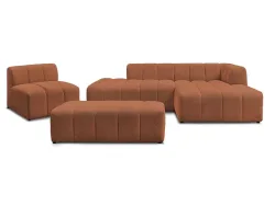 BOBOCHIC Ecksofa mit Hocker ANNECY Boucle-Stoff orange