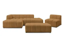 BOBOCHIC Ecksofa mit Hocker ANNECY Boucle-Stoff gelb