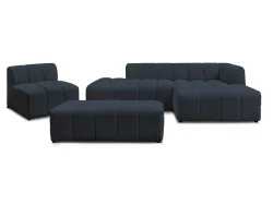 BOBOCHIC Ecksofa mit Hocker ANNECY Boucle-Stoff dunkelblau