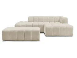 Ecksofa mit Hocker BOBOCHIC ANNECY Boucle-Stoff beige