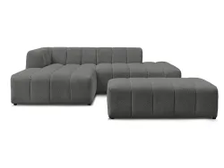 Ecksofa mit Hocker BOBOCHIC ANNECY Boucle-Stoff dunkelgrau