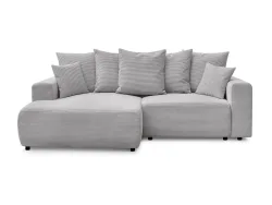 Ecksofa BOBOCHIC ATILLA Cord-Stoff hellgrau