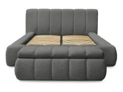 Kastenbett mit Bettkasten BOBOCHIC DENALI 160x200cm boucle-stoff dunkelgrau