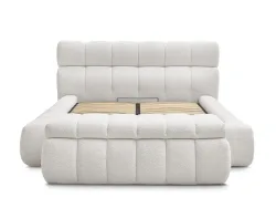 Kastenbett mit Bettkasten BOBOCHIC MONT-BLANC 160x200cm boucle-stoff weiss