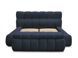Kastenbett mit Bettkasten BOBOCHIC MONT-BLANC 160x200cm boucle-stoff dunkelblau