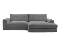 Ecksofa BOBOCHIC LEONARD Cord-Stoff dunkelgrau