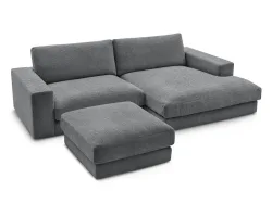 Ecksofa mit Hocker BOBOCHIC LEONARD Stoff mit Textur dunkelgrau