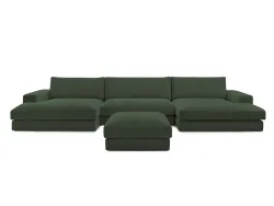 Panorama-Ecksofa mit Hocker BOBOCHIC LEONARD Cord-Stoff grün