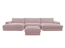 Panorama-Ecksofa mit Hocker BOBOCHIC LEONARD Cord-Stoff violett