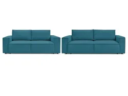 BOBOCHIC 2er + 3er Sofa NIHAD Cord-Stoff dunkelblau