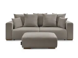 3er Sofa mit Hocker BOBOCHIC SIDONIE Cord-Stoff taupe