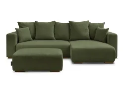 Ecksofa mit Hocker BOBOCHIC SIDONIE Stoff chiniert grün