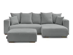 Ecksofa mit Hocker BOBOCHIC SIDONIE Stoff chiniert dunkelgrau