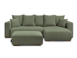 Ecksofa mit Hocker BOBOCHIC SIDONIE Cord-Stoff grün