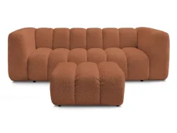 3er Sofa mit Hocker BOBOCHIC TALIA Boucle-Stoff orange