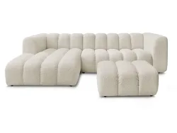 Ecksofa mit Hocker BOBOCHIC TALIA Boucle-Stoff beige
