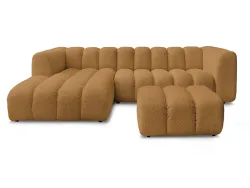 Ecksofa mit Hocker BOBOCHIC TALIA Boucle-Stoff gelb