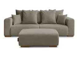 3er Sofa mit Hocker BOBOCHIC SIDONIE Stoff chiniert taupe