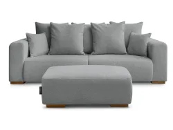 3er Sofa mit Hocker BOBOCHIC SIDONIE Stoff chiniert dunkelgrau