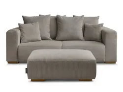 2er Sofa mit Hocker BOBOCHIC SIDONIE Cord-Stoff taupe