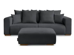 3er Sofa mit Hocker BOBOCHIC SIDONIE Cord-Stoff schwarz