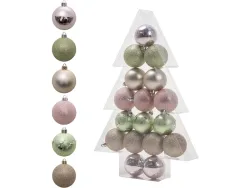 Set 17 Weihnachtskugeln SAPINELLE hellrosa