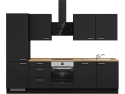 Komplette Küche MODUSET TOUCH PREMIUM Schwarz 60x300cm