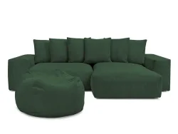 Ecksofa mit Hocker BOBOCHIC VOLTAIRE Cord-Stoff grün