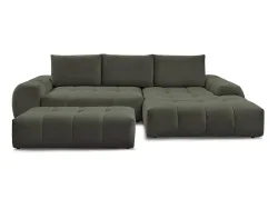 Ecksofa mit Hocker BOBOCHIC EVEREST Stoff chiniert grün