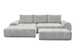 Ecksofa mit Hocker BOBOCHIC EVEREST Stoff chiniert hellgrau