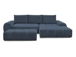 Ecksofa mit Hocker BOBOCHIC EVEREST Stoff chiniert dunkelblau