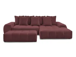 Ecksofa mit Hocker BOBOCHIC EVEREST Stoff chiniert rot