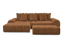 Ecksofa mit Hocker BOBOCHIC EVEREST Stoff chiniert orange