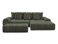 Ecksofa mit Hocker BOBOCHIC EVEREST Stoff chiniert grün