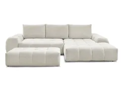 Ecksofa mit Hocker BOBOCHIC EVEREST Stoff chiniert weiss
