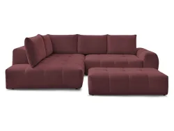 Ecksofa mit Hocker BOBOCHIC EVEREST Stoff chiniert rot