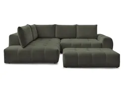 Ecksofa mit Hocker BOBOCHIC EVEREST Stoff chiniert grün