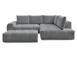 Ecksofa mit Hocker BOBOCHIC EVEREST Stoff chiniert dunkelgrau