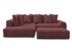 Ecksofa mit Hocker BOBOCHIC EVEREST Stoff chiniert rot