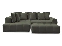 Ecksofa mit Hocker BOBOCHIC EVEREST Stoff chiniert grün
