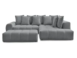 Ecksofa mit Hocker BOBOCHIC EVEREST Stoff chiniert dunkelgrau